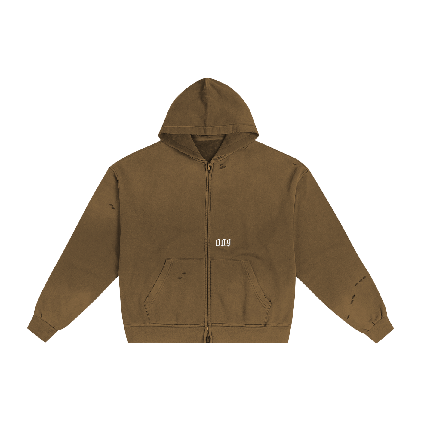 009 Hand-Frayed Sunfade Zip Hoodie