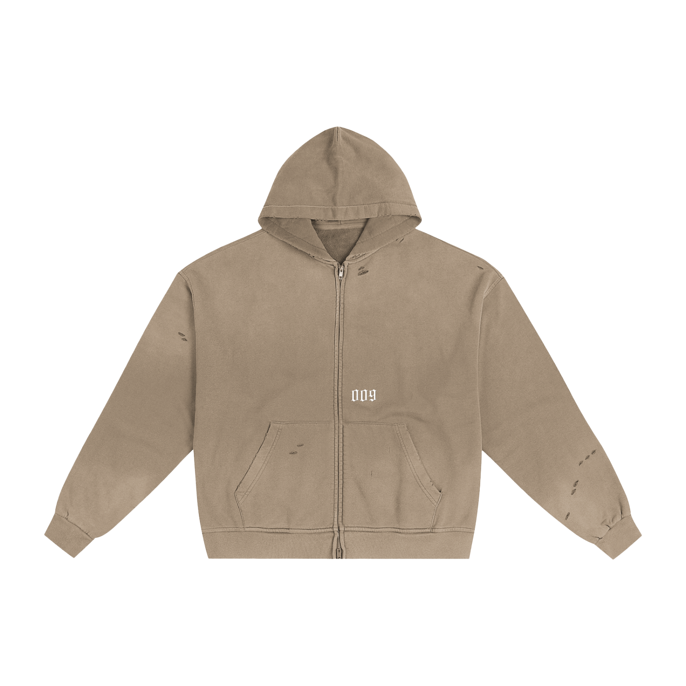 009 Hand-Frayed Sunfade Zip Hoodie