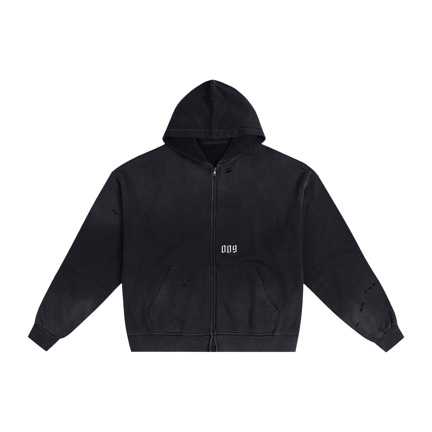 009 Hand-Frayed Sunfade Zip Hoodie