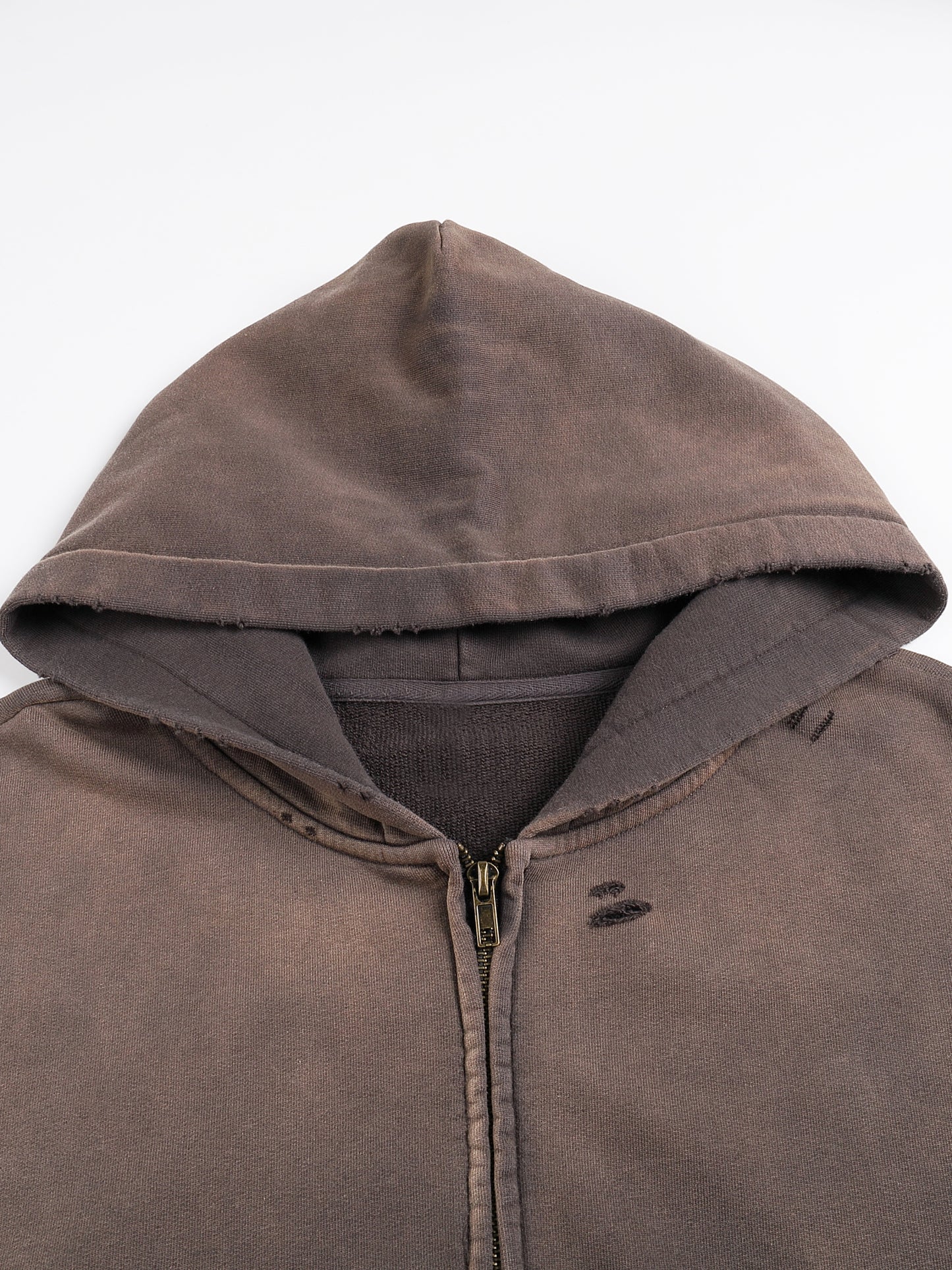 009 Hand-Frayed Sunfade Zip Hoodie